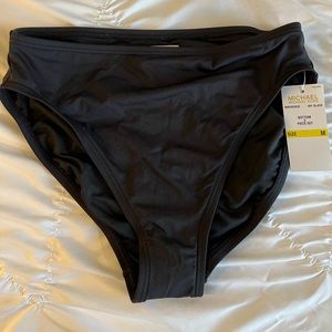 Michael Kors black bikini bottom: high rise: new with tags and hygienic liner